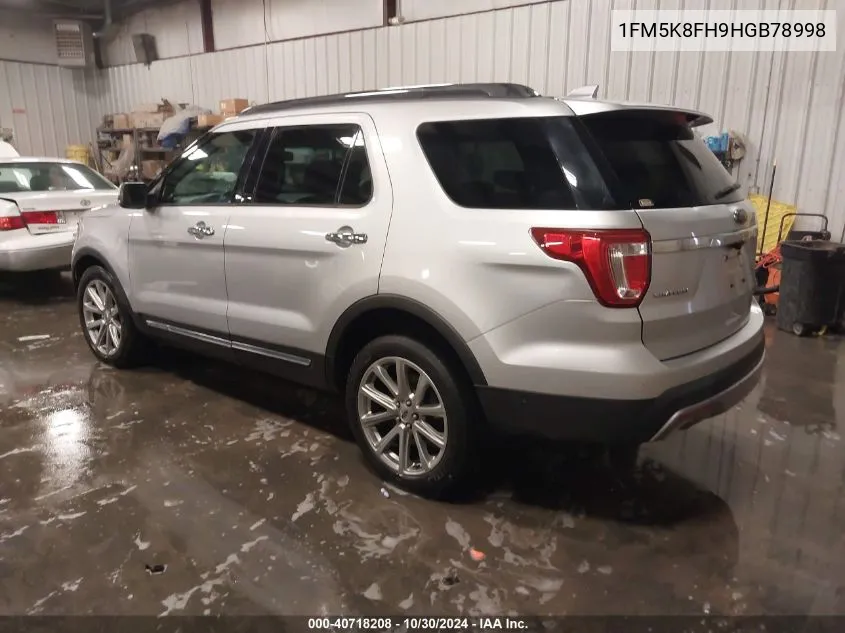 2017 Ford Explorer Limited VIN: 1FM5K8FH9HGB78998 Lot: 40718208