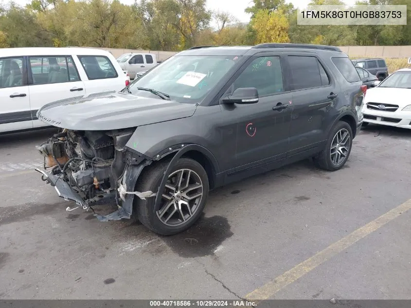 2017 Ford Explorer Sport VIN: 1FM5K8GT0HGB83753 Lot: 40718586