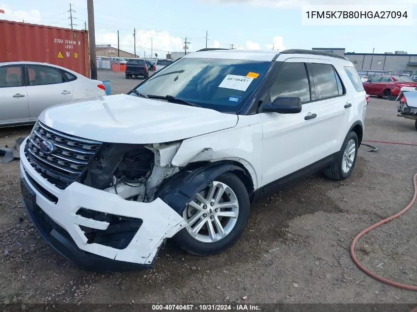 2017 Ford Explorer VIN: 1FM5K7B80HGA27094 Lot: 40740457