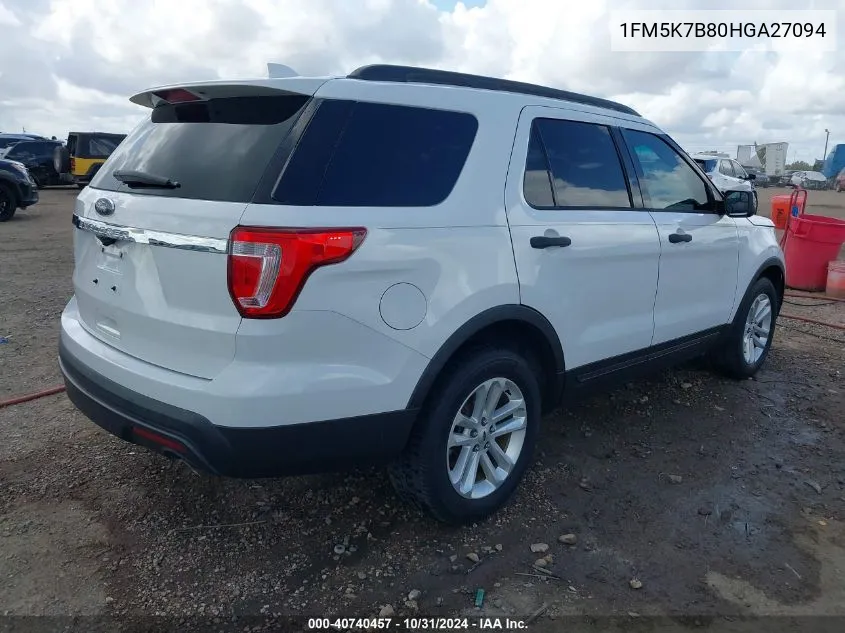 2017 Ford Explorer VIN: 1FM5K7B80HGA27094 Lot: 40740457