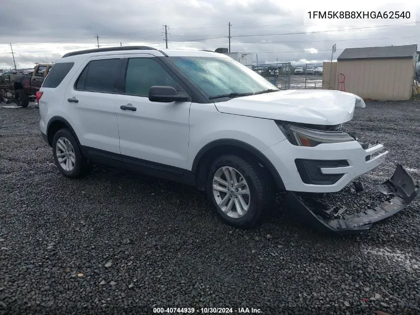 2017 Ford Explorer VIN: 1FM5K8B8XHGA62540 Lot: 40744939