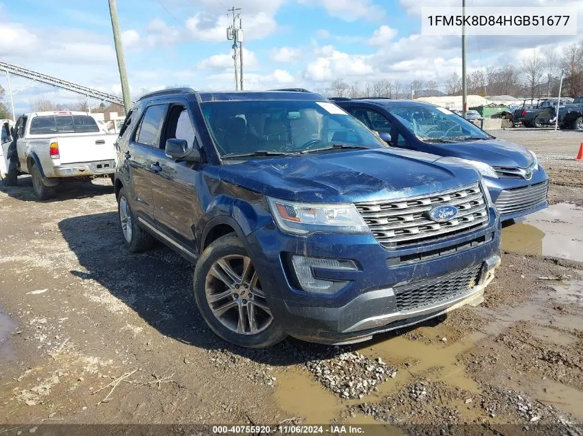 2017 Ford Explorer Xlt VIN: 1FM5K8D84HGB51677 Lot: 40755920