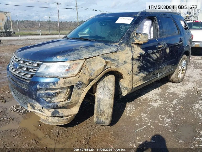 2017 Ford Explorer Xlt VIN: 1FM5K8D84HGB51677 Lot: 40755920