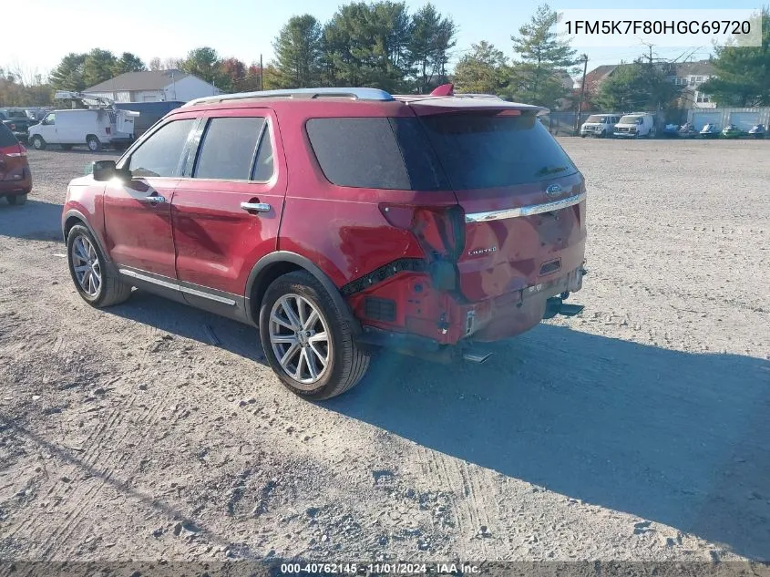 2017 Ford Explorer Limited VIN: 1FM5K7F80HGC69720 Lot: 40762145