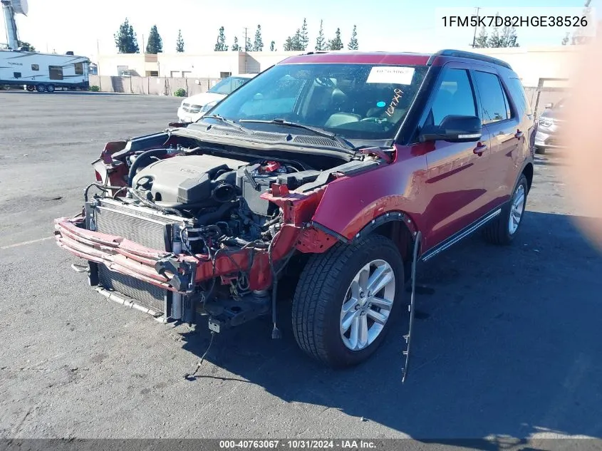 2017 Ford Explorer Xlt VIN: 1FM5K7D82HGE38526 Lot: 40763067