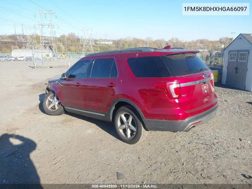 2017 Ford Explorer Xlt VIN: 1FM5K8DHXHGA66097 Lot: 40849908