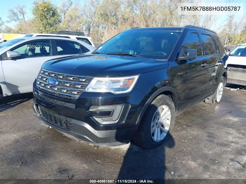 2017 Ford Explorer VIN: 1FM5K7B88HGD05787 Lot: 40861587