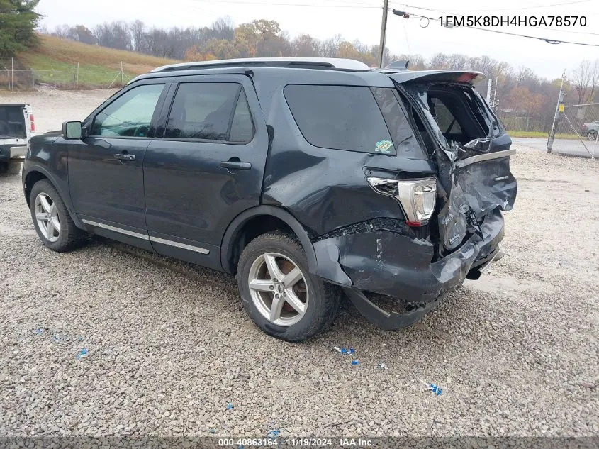 2017 Ford Explorer Xlt VIN: 1FM5K8DH4HGA78570 Lot: 40863164