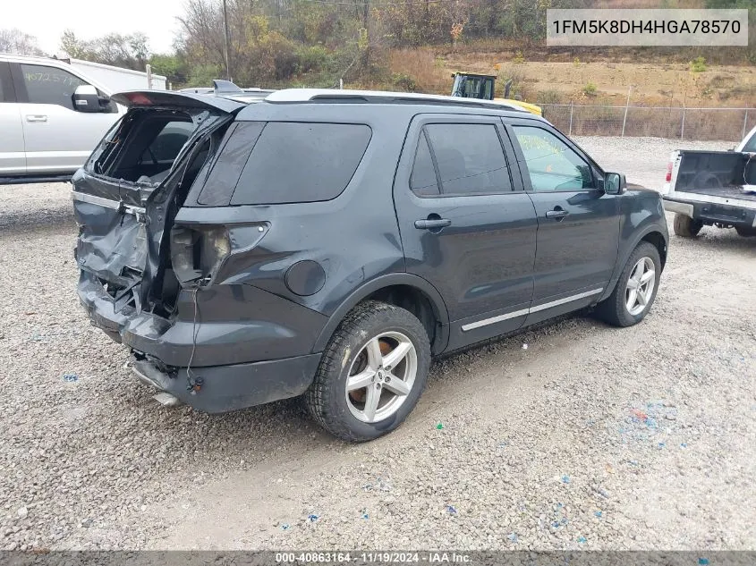 2017 Ford Explorer Xlt VIN: 1FM5K8DH4HGA78570 Lot: 40863164