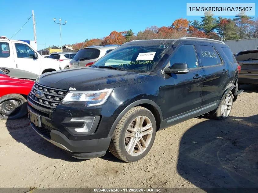 2017 Ford Explorer Xlt VIN: 1FM5K8D83HGA25407 Lot: 40876240