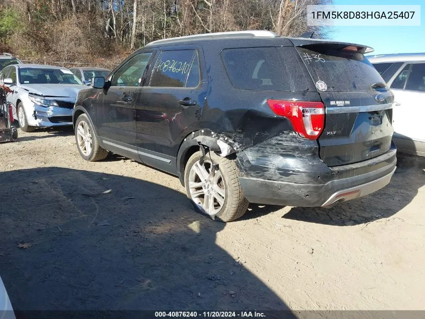 2017 Ford Explorer Xlt VIN: 1FM5K8D83HGA25407 Lot: 40876240