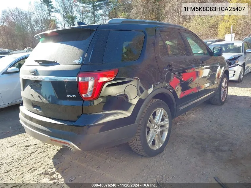 2017 Ford Explorer Xlt VIN: 1FM5K8D83HGA25407 Lot: 40876240