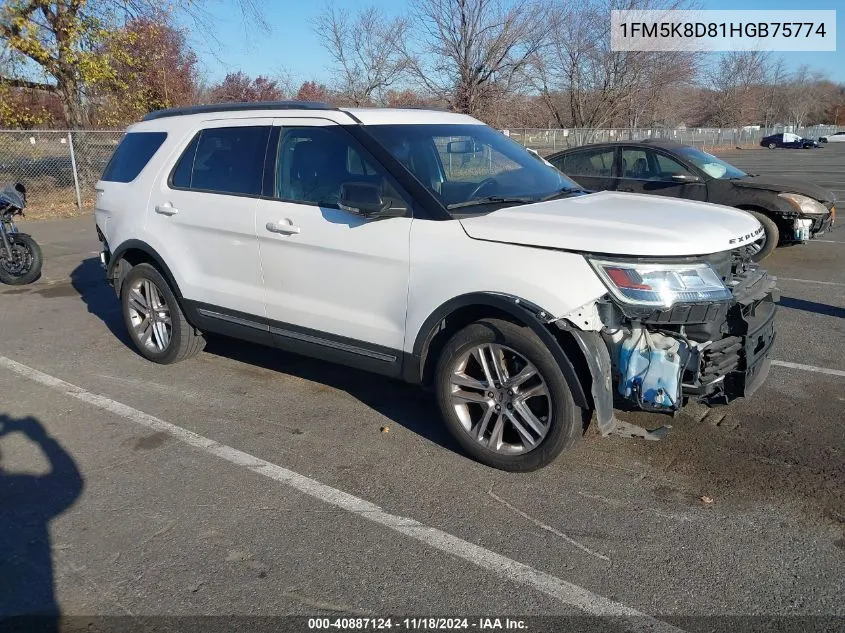 2017 Ford Explorer Xlt VIN: 1FM5K8D81HGB75774 Lot: 40887124