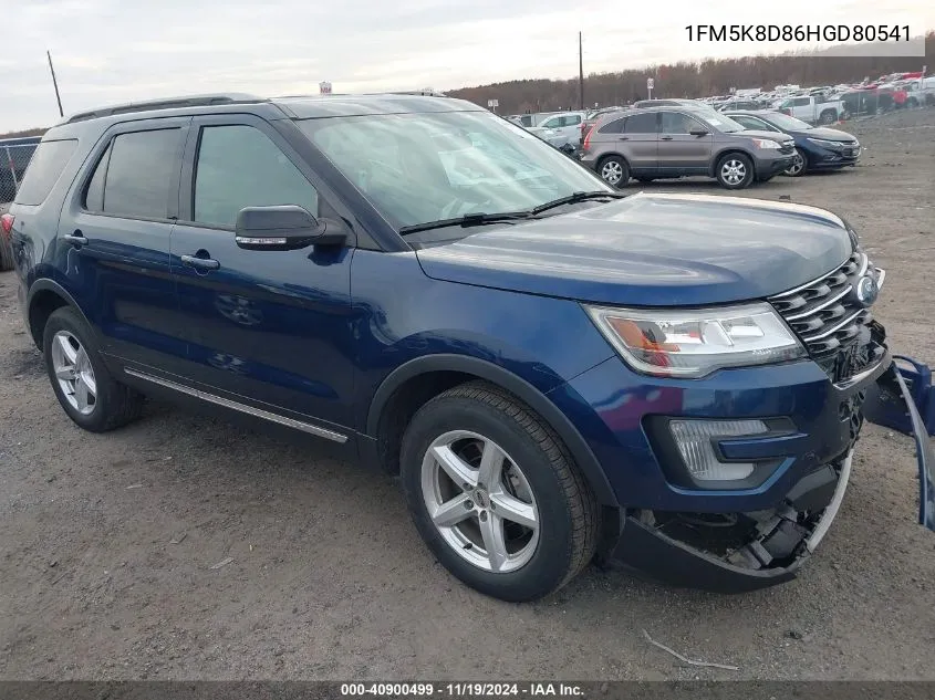 2017 Ford Explorer Xlt VIN: 1FM5K8D86HGD80541 Lot: 40900499