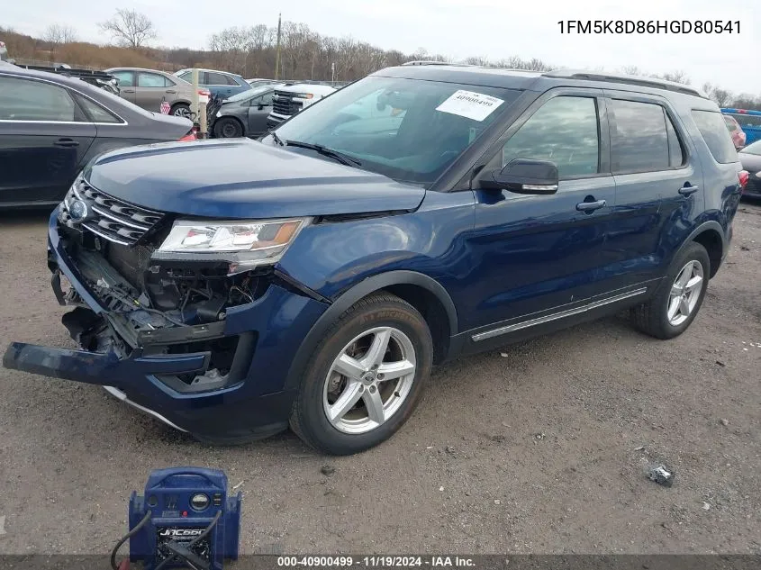 2017 Ford Explorer Xlt VIN: 1FM5K8D86HGD80541 Lot: 40900499