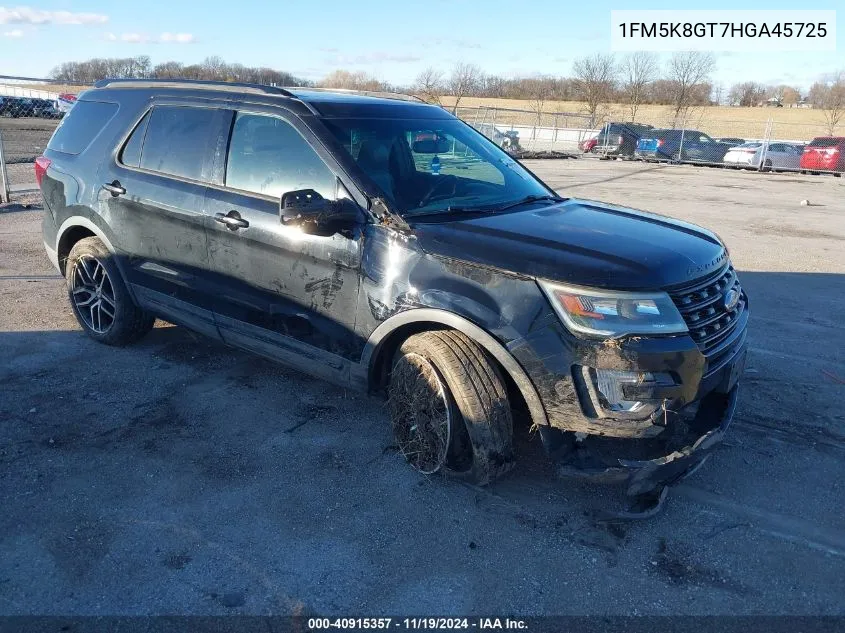 2017 Ford Explorer Sport VIN: 1FM5K8GT7HGA45725 Lot: 40915357