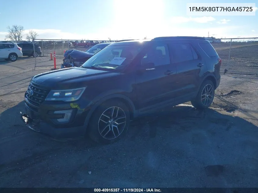 2017 Ford Explorer Sport VIN: 1FM5K8GT7HGA45725 Lot: 40915357