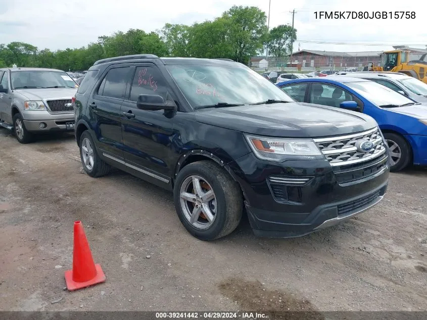 1FM5K7D80JGB15758 2018 Ford Explorer Xlt