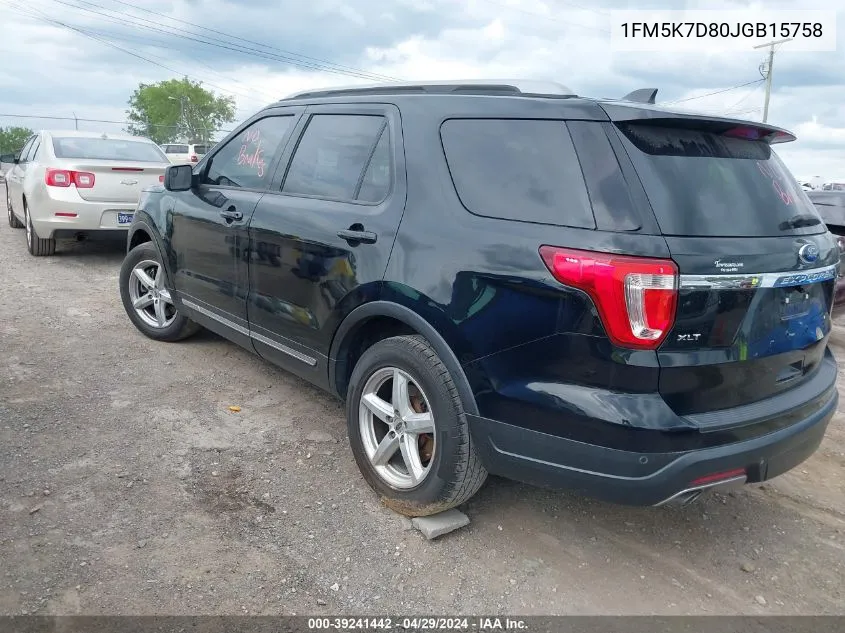 1FM5K7D80JGB15758 2018 Ford Explorer Xlt