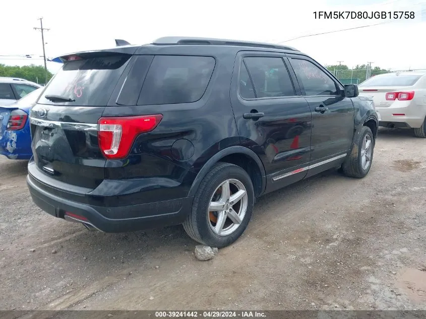 1FM5K7D80JGB15758 2018 Ford Explorer Xlt