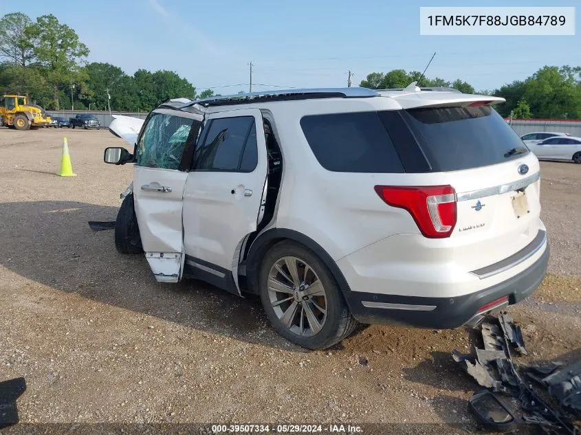 2018 Ford Explorer Limited VIN: 1FM5K7F88JGB84789 Lot: 39507334