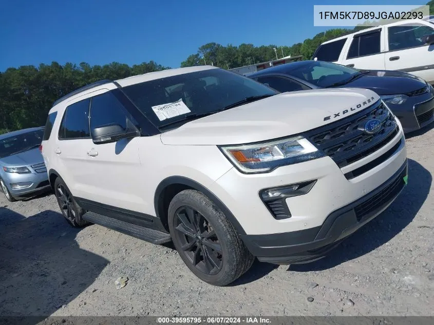 2018 Ford Explorer Xlt VIN: 1FM5K7D89JGA02293 Lot: 39595795