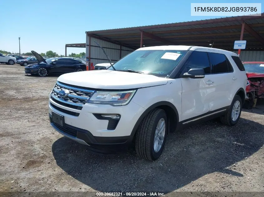 2018 Ford Explorer Xlt VIN: 1FM5K8D82JGB93786 Lot: 39682321