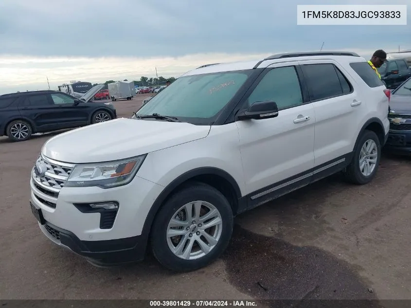 2018 Ford Explorer Xlt VIN: 1FM5K8D83JGC93833 Lot: 39801429