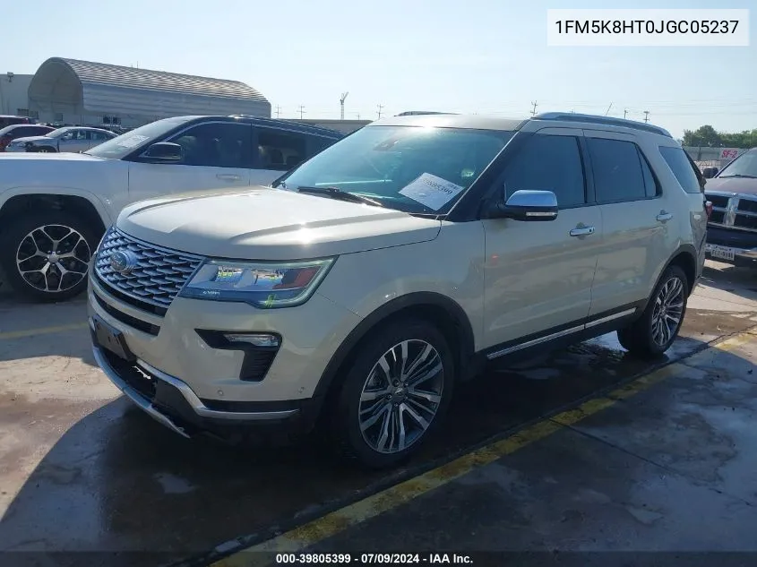 2018 Ford Explorer Platinum VIN: 1FM5K8HT0JGC05237 Lot: 39805399