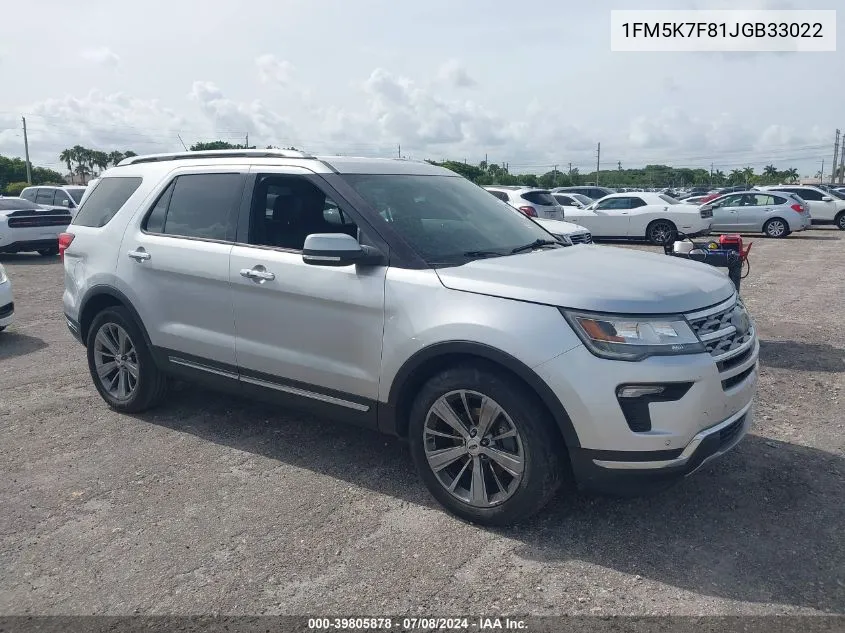 1FM5K7F81JGB33022 2018 Ford Explorer Limited