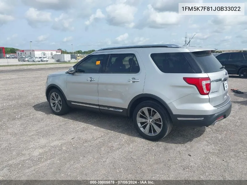 1FM5K7F81JGB33022 2018 Ford Explorer Limited