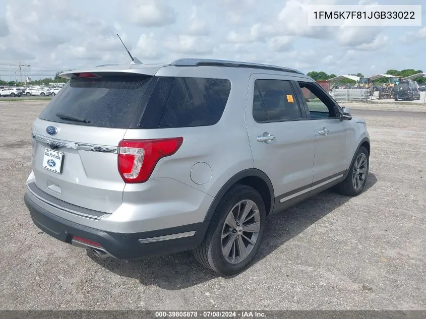 1FM5K7F81JGB33022 2018 Ford Explorer Limited