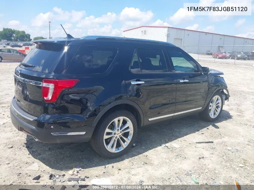 1FM5K7F83JGB51120 2018 Ford Explorer Limited