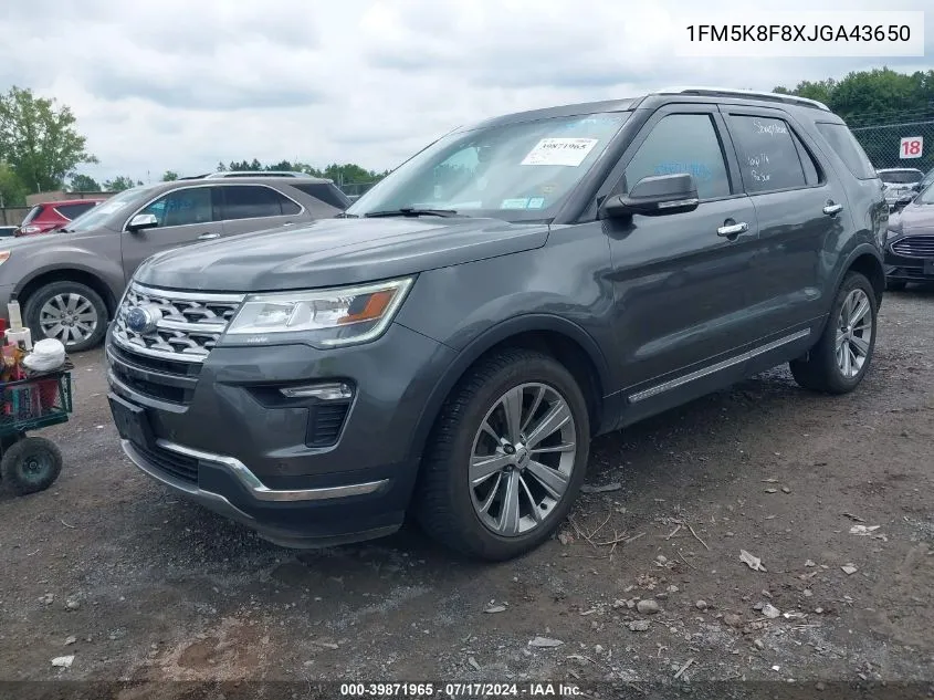 1FM5K8F8XJGA43650 2018 Ford Explorer Limited