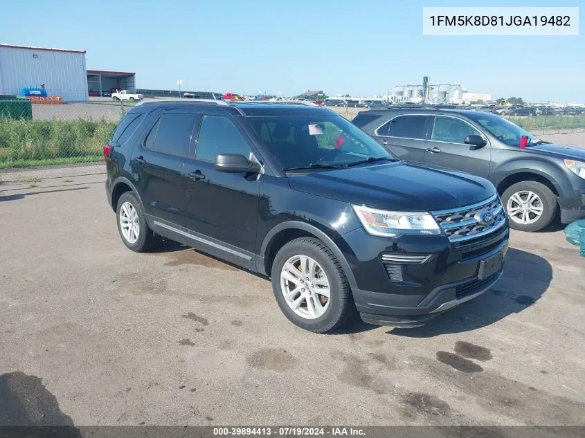 2018 Ford Explorer Xlt VIN: 1FM5K8D81JGA19482 Lot: 39894413