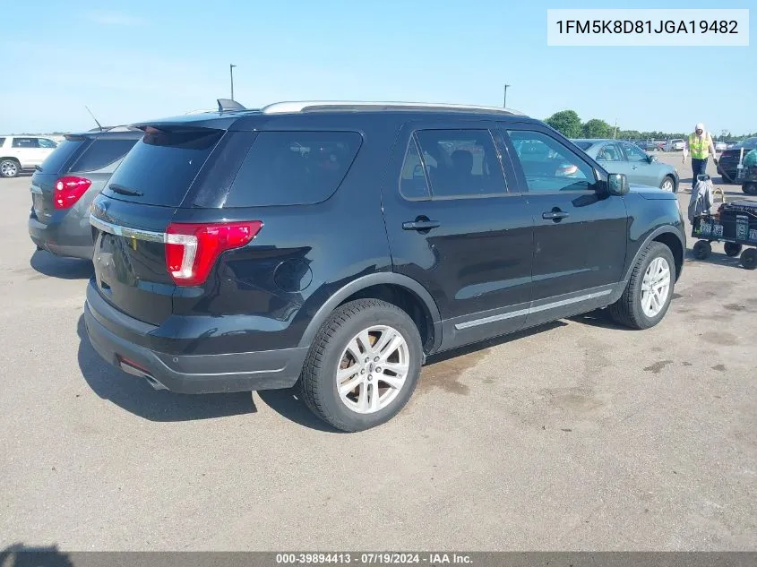 1FM5K8D81JGA19482 2018 Ford Explorer Xlt