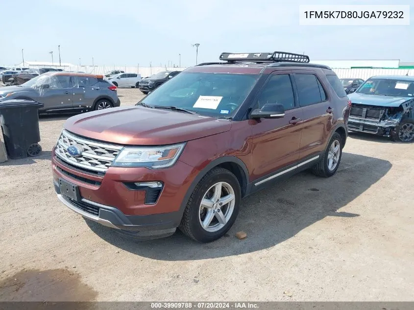 2018 Ford Explorer Xlt VIN: 1FM5K7D80JGA79232 Lot: 39909788