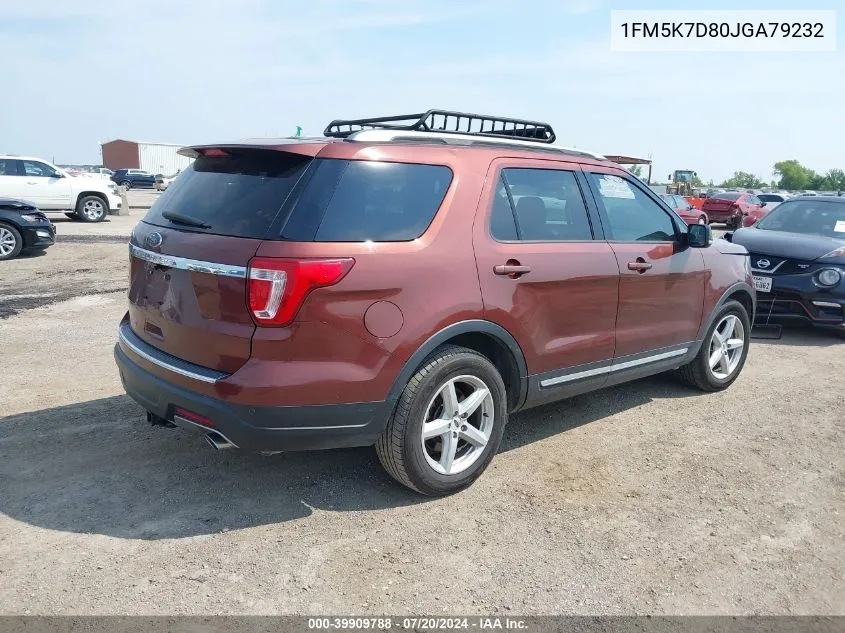 1FM5K7D80JGA79232 2018 Ford Explorer Xlt