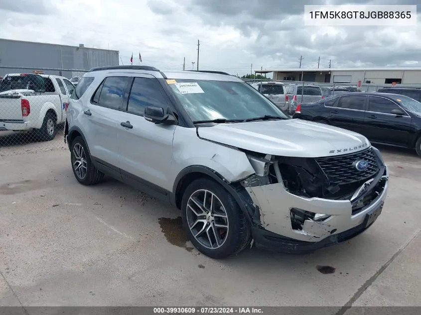 2018 Ford Explorer Sport VIN: 1FM5K8GT8JGB88365 Lot: 39930609