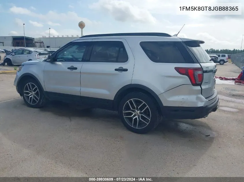 2018 Ford Explorer Sport VIN: 1FM5K8GT8JGB88365 Lot: 39930609