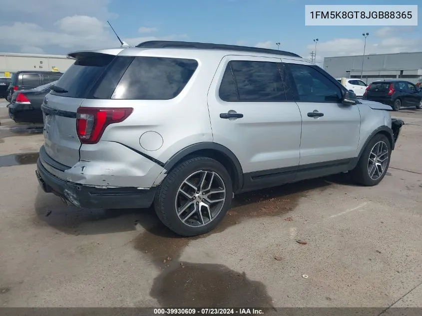 2018 Ford Explorer Sport VIN: 1FM5K8GT8JGB88365 Lot: 39930609