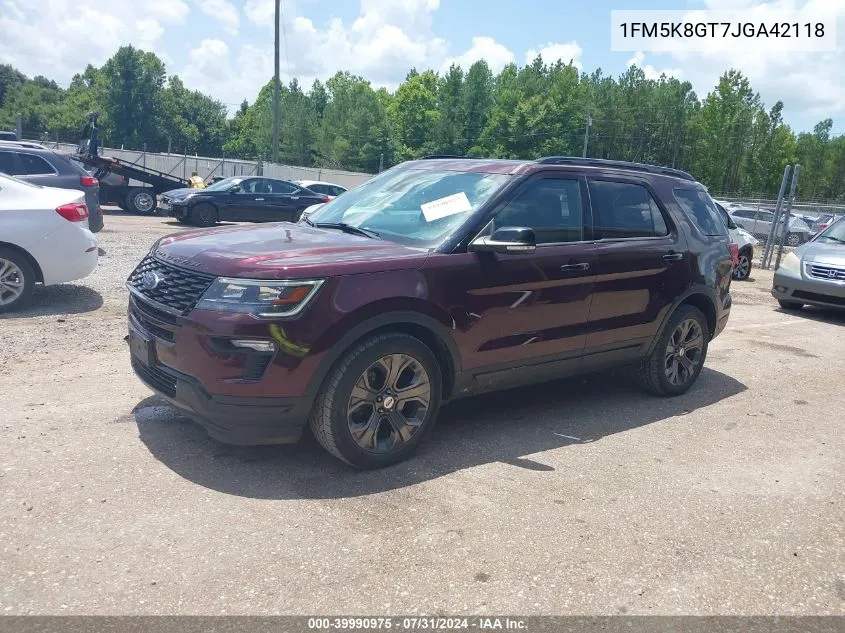 2018 Ford Explorer Sport VIN: 1FM5K8GT7JGA42118 Lot: 39990975