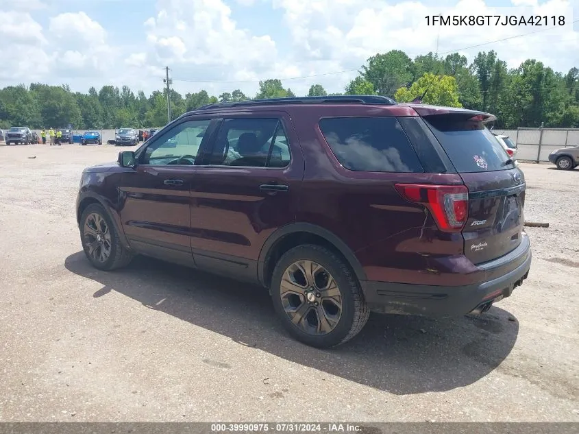 1FM5K8GT7JGA42118 2018 Ford Explorer Sport