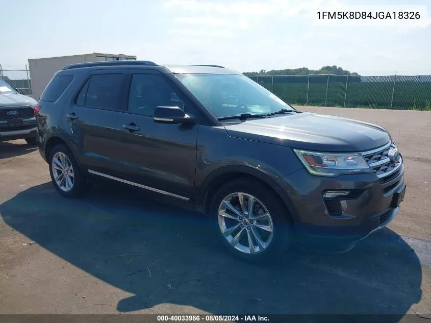 2018 Ford Explorer Xlt VIN: 1FM5K8D84JGA18326 Lot: 40033986