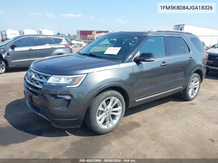 2018 Ford Explorer Xlt VIN: 1FM5K8D84JGA18326 Lot: 40033986