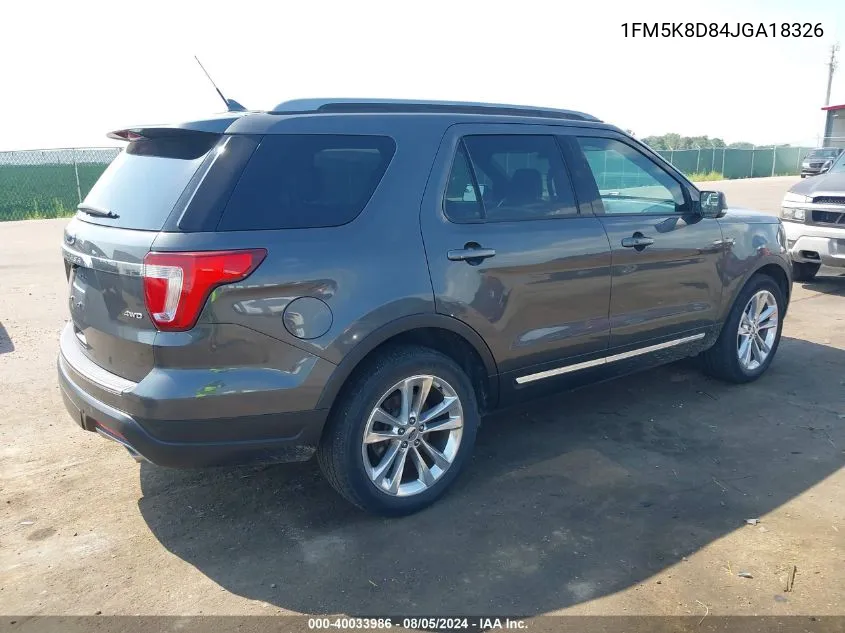 2018 Ford Explorer Xlt VIN: 1FM5K8D84JGA18326 Lot: 40033986