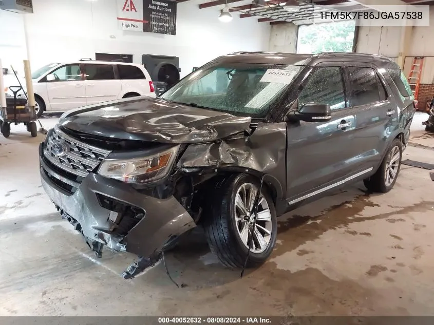 1FM5K7F86JGA57538 2018 Ford Explorer Limited