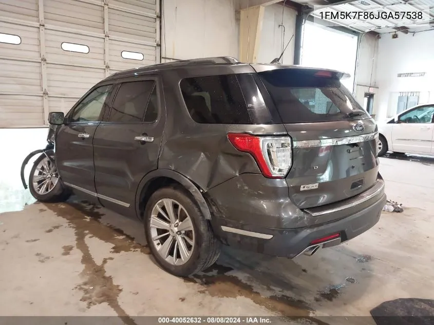 1FM5K7F86JGA57538 2018 Ford Explorer Limited