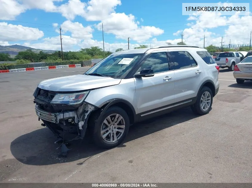 2018 Ford Explorer Xlt VIN: 1FM5K8D87JGC34333 Lot: 40060969