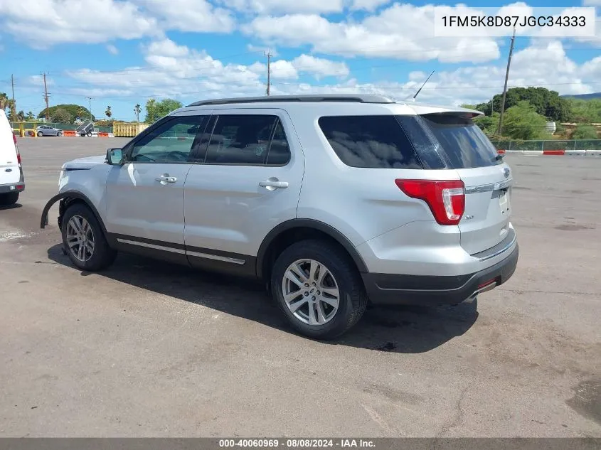 2018 Ford Explorer Xlt VIN: 1FM5K8D87JGC34333 Lot: 40060969